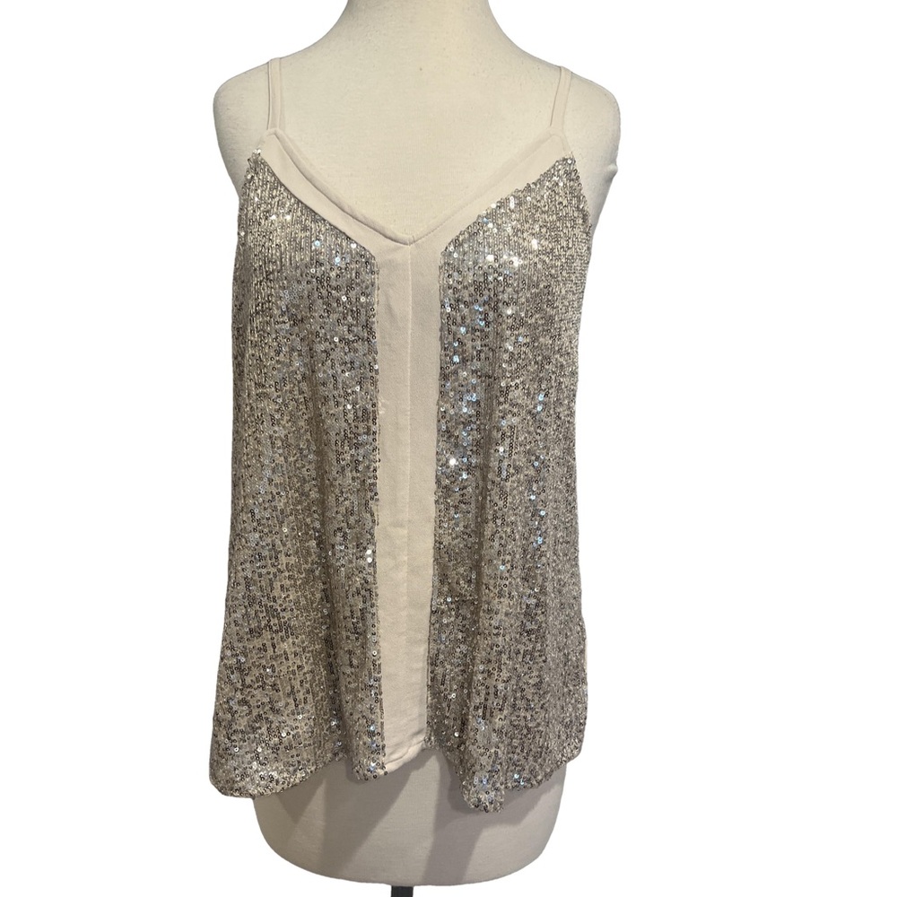 Maurice’s Sequin Silver & Cream Cami Top NWT - Picture 2 of 7